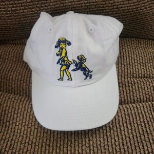 Women's White Cap with Blue and Yellow Embroidery